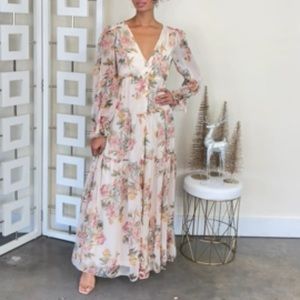 Enchanting Looks Blush Floral Print Maxi Dress
